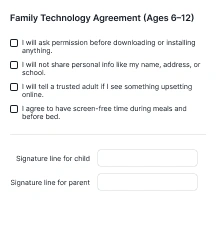 Blurred preview of digital safety agreement